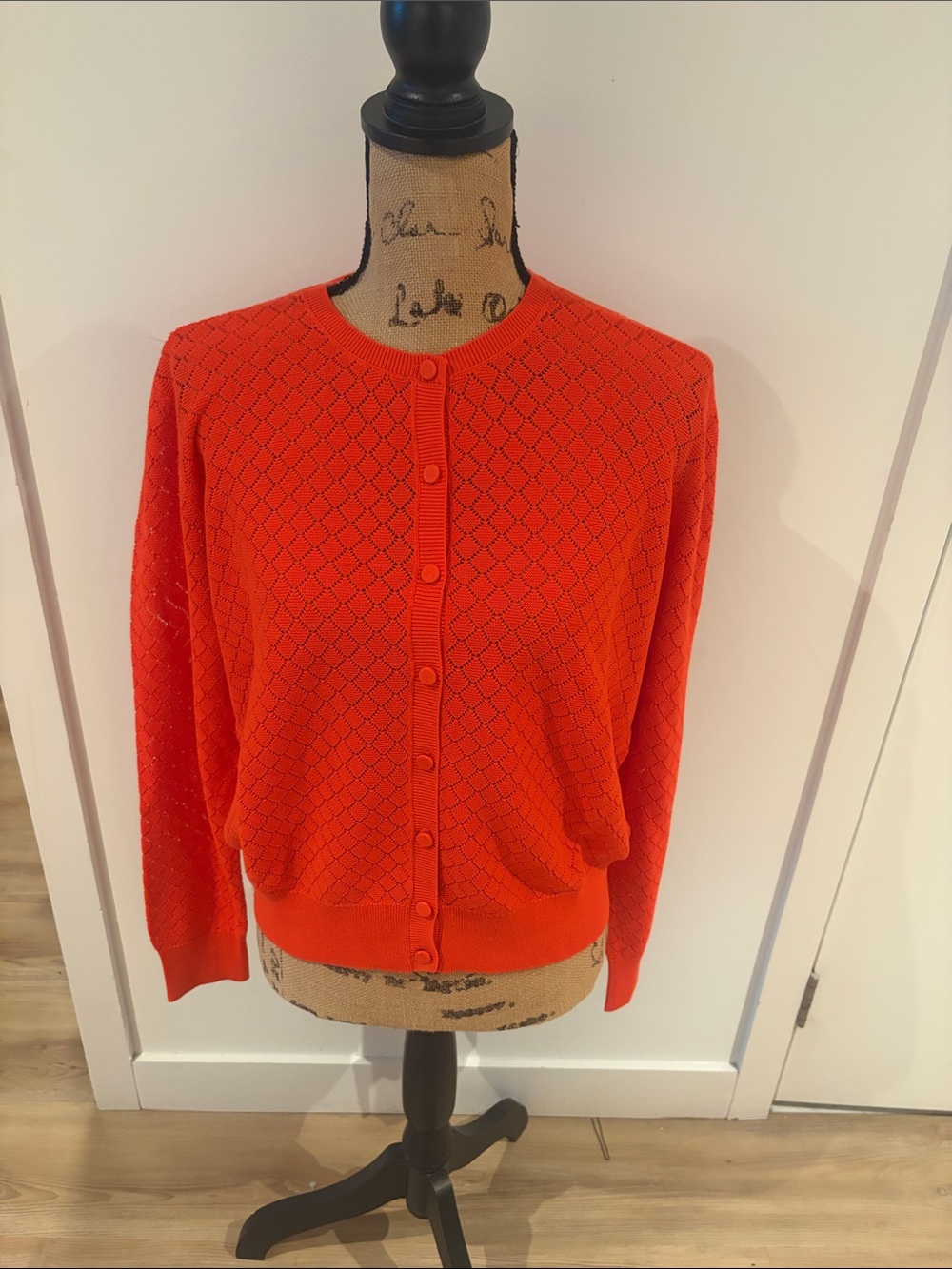 Ann Taylor tomato 🍅 red Button-Front Knit Cardigan